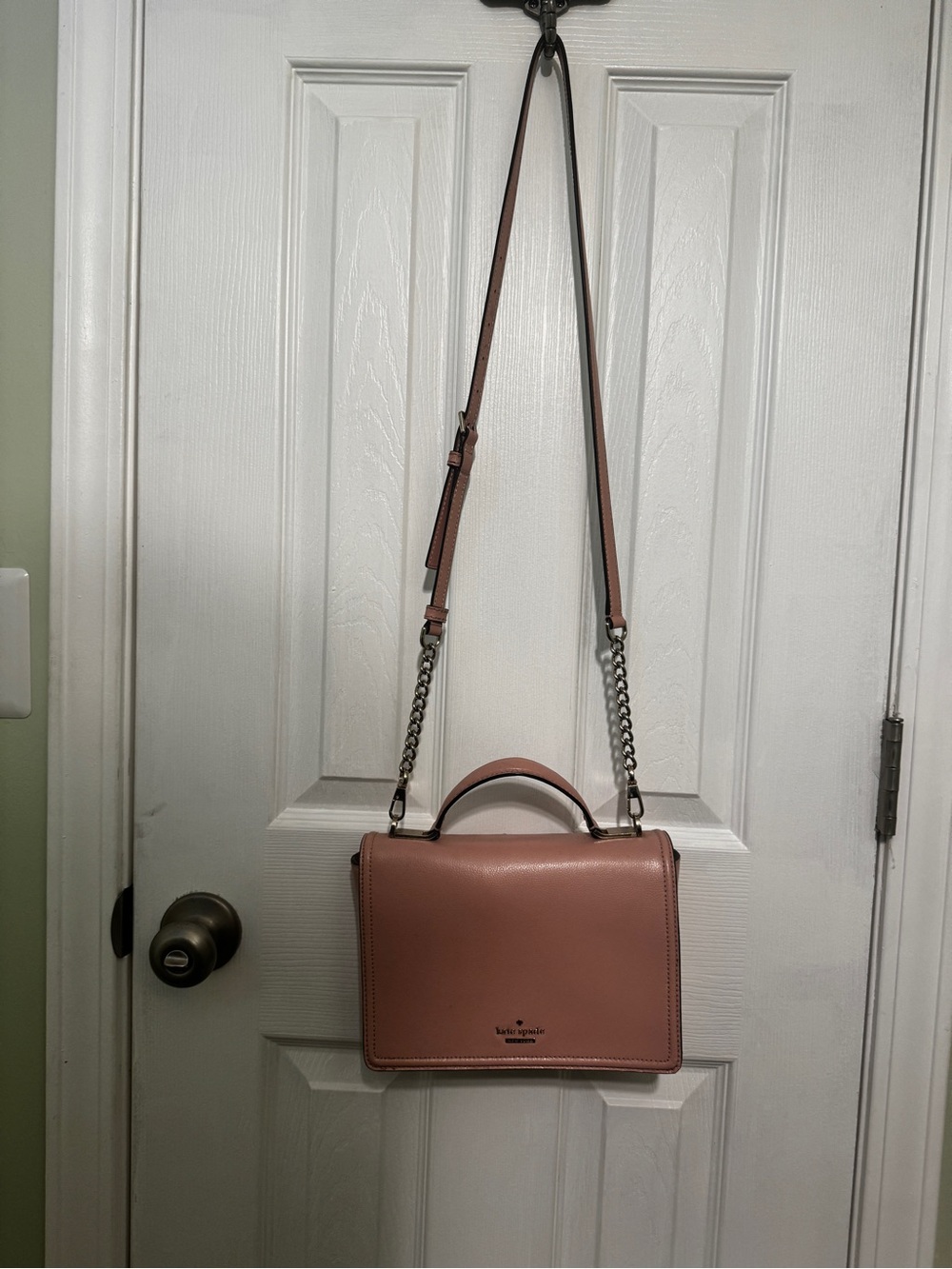 kate spade Rose Mauve Leather Crossbody with Chain-Detail Strap
